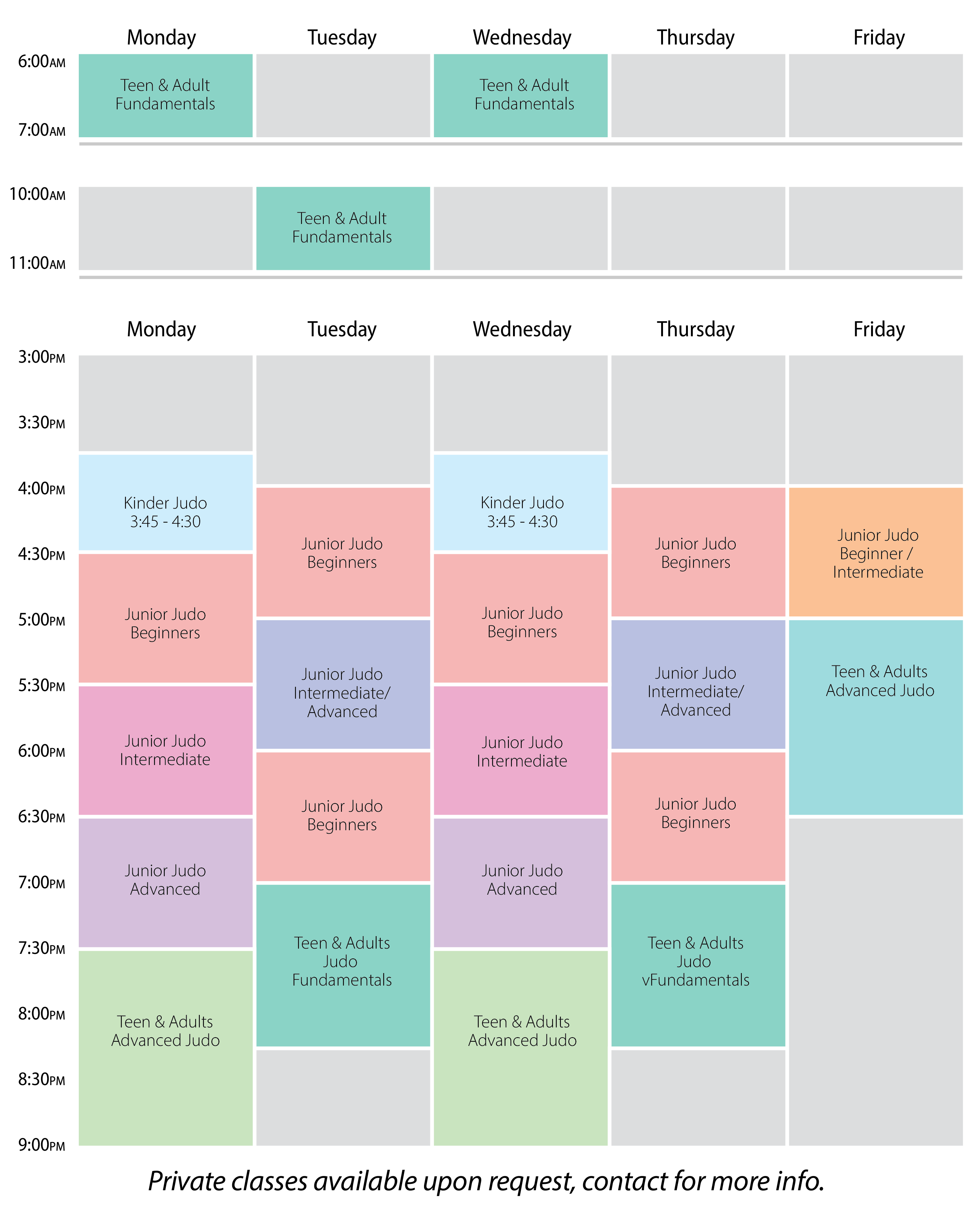 Abbotsford Judo Schedule 2026